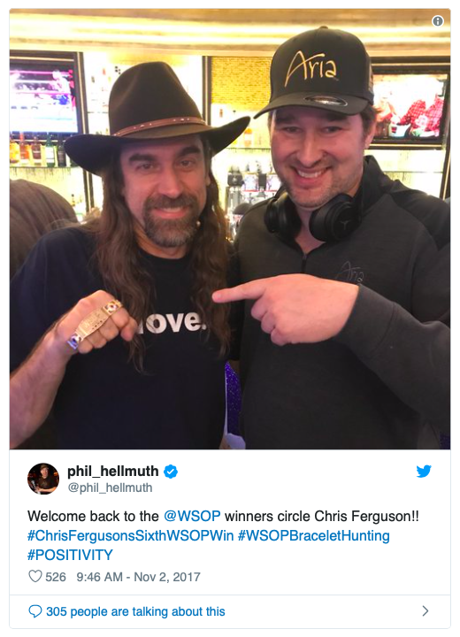 Chris Ferguson将在WSOP钱圈数上赶超Phil Hellmuth