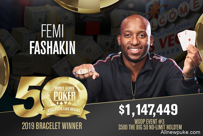 Femi Fashakin斩获WSOP史上最大规模赛事Big 50胜利，入账114.7万刀