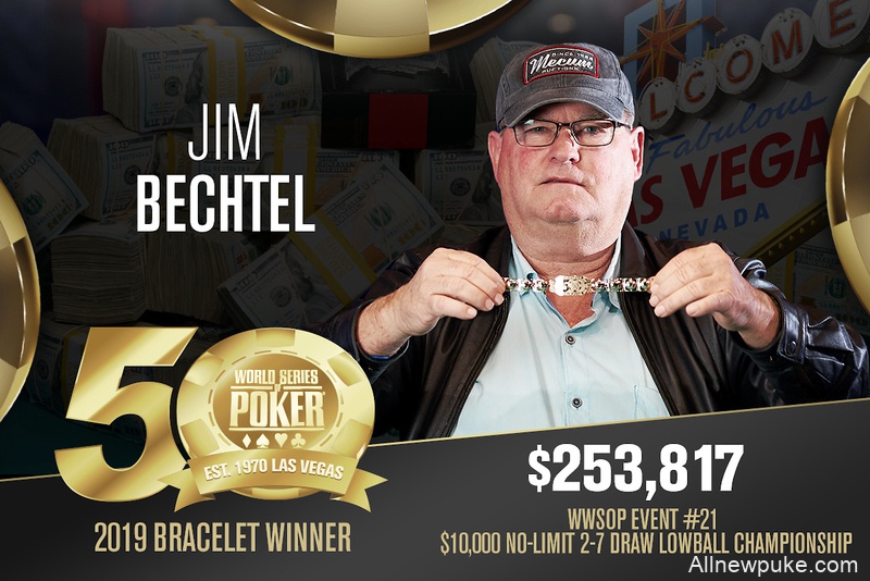 前WSOP主赛冠军Jim Bechtel取得$10,000无限2-7单次换赛事冠军