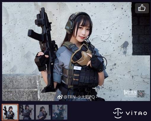 迷彩服正妹玩生存游戏 武装美少女性感大腿迷人