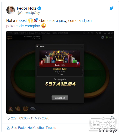 Fedor Holz一周内赢得三个豪客赛