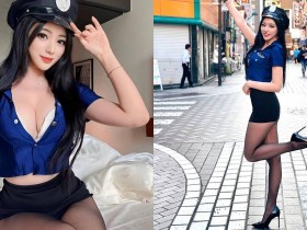 【蜗牛扑克】長腿御姐「謝立琪 Kiki」東京街頭化身性感女警！路過都想被她逮捕！