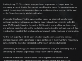 【蜗牛电竞】CSGO 10.29游戏更新：钥匙不再进入Steam交易市场