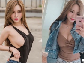 【蜗牛扑克】超兇妹子「泳衣穿上街」!白嫩巨大「飽滿美乳」半顆外露,平常自拍也沒客氣!