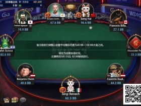 【EV扑克】中国选手宋辉领跑线上WSOP迷你主赛事FT,国人距离金手链只差一步之遥!