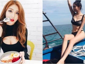 【蜗牛扑克】超兇妹子吃飯「胸前開洞」!渾圓美乳「狂露深溝」!比基尼出海照還秀美腿!