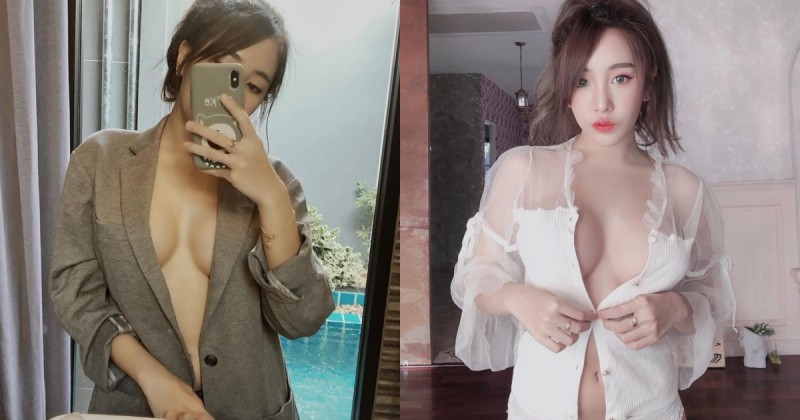 中空才是正義！「白皙巨乳妹」穿衣服就愛露奶，日常不穿bra只是小意思！