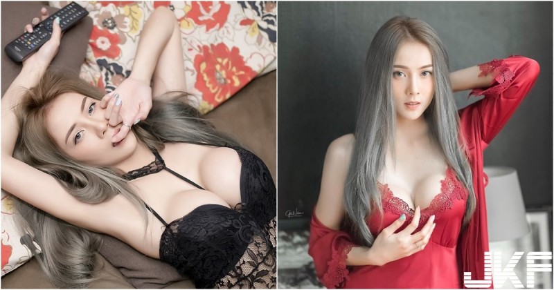 「美乳女友」在家太無聊！性感睡衣姿勢撩人，「躺床倒奶」弧度好邪惡！