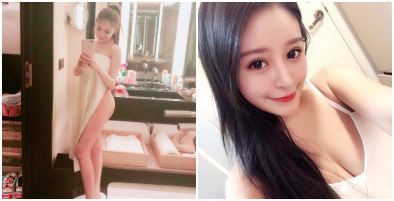 洗澡前也要自拍！「爆乳正妹」脫光衣服只圍一條浴巾，長腿美臀一覽無遺！