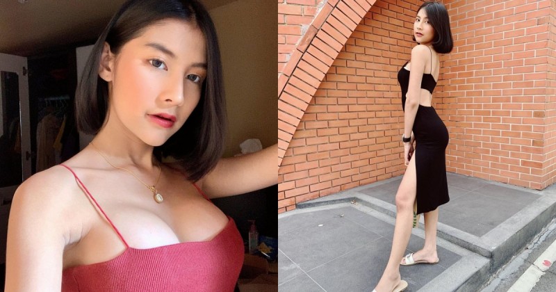 超嗆辣的20歲「巨乳正妹」Palmmy！火辣穿搭不吝嗇，兩顆圓潤大奶好比車頭燈！