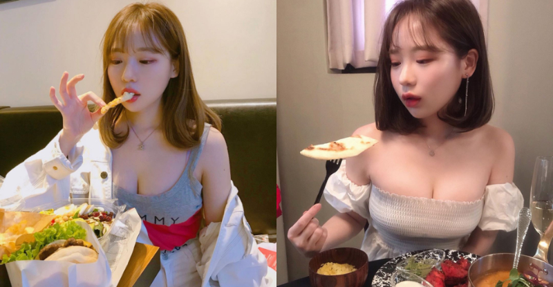 美乳和美食都擠？吃貨姐姐營養過剩　火辣曲線讓隔壁桌無法專心吃飯