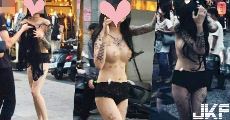 神出來了！高雄新堀江「OK繃豪乳妹」！超狂正妹只穿黑褲褲逛大街&#8230;