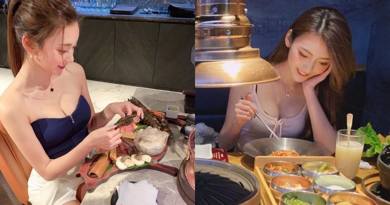 燒肉店的「爆乳正妹」張舒晴Annie，低頭甜笑超美味，網友眼睛先飽餐一頓了啦！