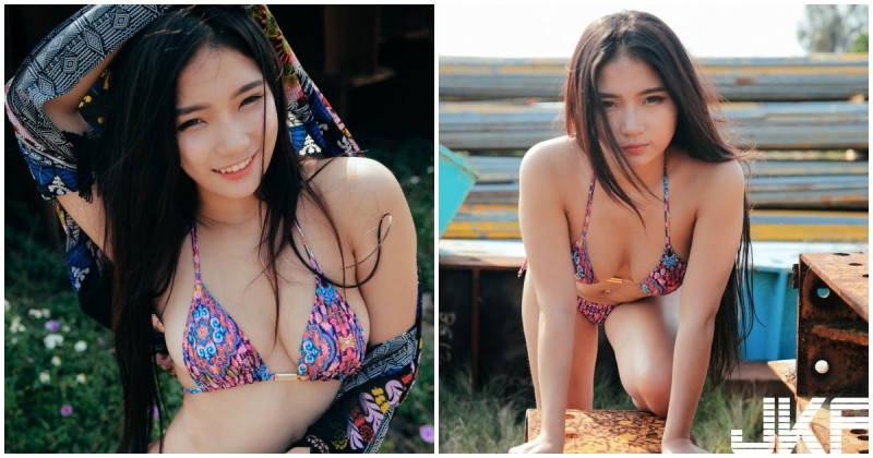 惹火正妹「深溝把頭髮都夾住了」！「深長事業線」讓大家都想一起度假啊！