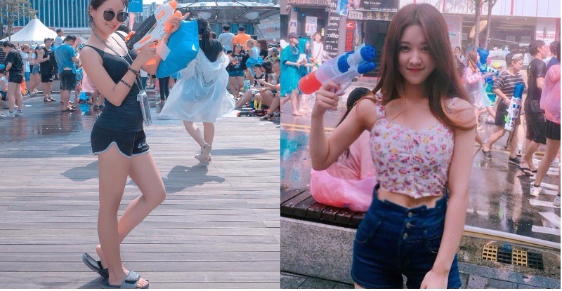 水花四射好消暑！正妹嬌嗔喊不要被追著跑，畫面養眼讓人大吃冰淇淋！