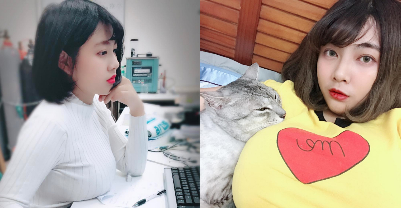 一轉頭驚見隔壁同事把奶供上桌！「巨乳枕頭」連貓也無法自拔！