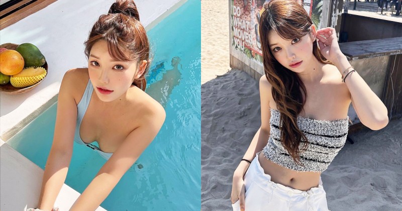 【蜗牛扑克】性感辣模「水中視角胸型曝光」,「誘惑的W型美乳」太挑逗!