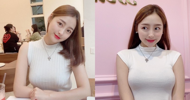 正妹美容師「性感胸型」好惹火，「緊身的穿搭」讓大家都想接睫毛了！