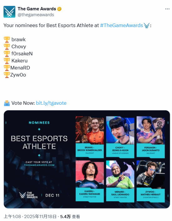 【蜗牛电竞】TGA年度电竞选手提名没有Faker、Donk:遭玩家质疑【EV扑克小游戏官网】