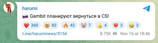 【蜗牛电竞】harumi:Gambit计划重返CS【EV扑克小游戏官网】