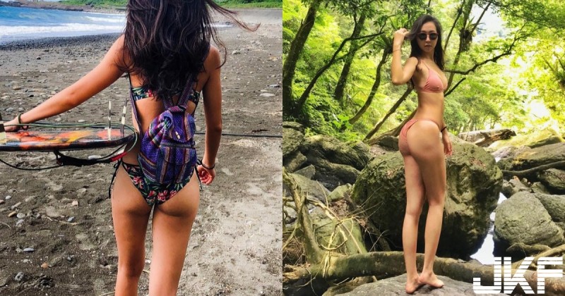 【蜗牛扑克】戶外系女孩94讚！登山溯溪都穿比基尼，「翹挺蜜桃臀」直接大方給欣賞！