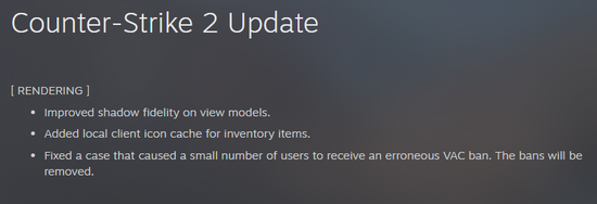 【蜗牛电竞】CS更新1209:解除部分误封玩家VAC【EV扑克小游戏官网】