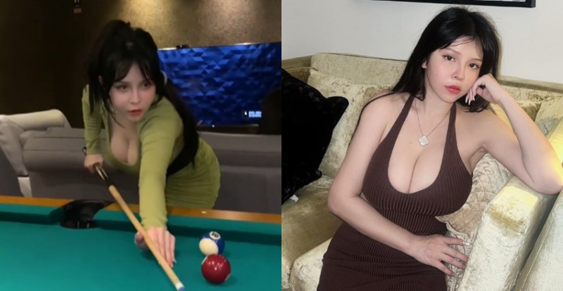 【蜗牛扑克】木瓜姊姊「Mandi香菱」爆乳打撞球　母球碰撞瞬間胸前兩顆也晃起來