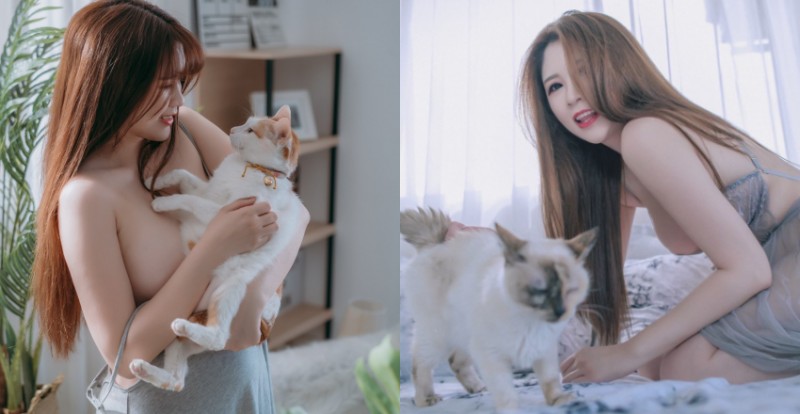 【蜗牛扑克】放開那隻貓！牛奶肌美女「粉芬 Yvonne」火辣逗貓　網友：衝著我來就好