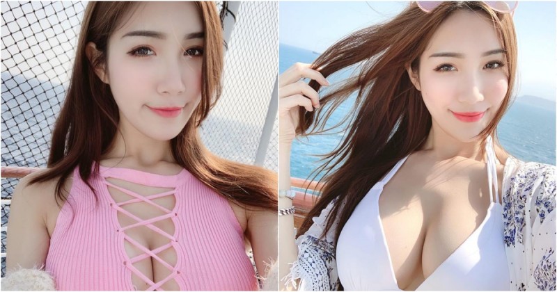 【蜗牛扑克】長腿正妹「林妤霜」郵輪上大放風采 粉紅背心中路大開只靠綁帶hold重量！