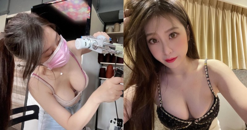 【蜗牛扑克】長髮正妹「爆乳彎腰」手作地毯！「白嫩雙球」呼之欲出害人很難專心！