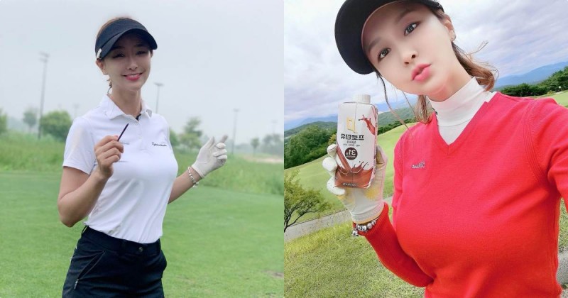 【蜗牛扑克】高爾夫球辣妹「大長輩好極品」，打球時的「誘惑胸型」太可口！