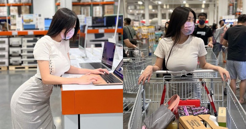 【蜗牛扑克】美式賣場驚見妹子「前凸後翹」試用電腦　火辣採購太犯規