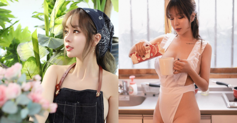 【蜗牛扑克】喝奶補奶！巨乳辣模「純」發育過剩　白嫩奶球從圍裙旁溢出來！