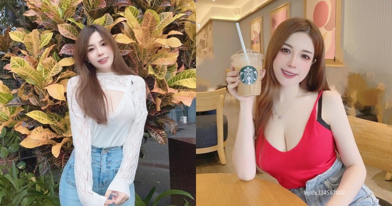 【蜗牛扑克】正妹「吉寶」喝星巴克畫面太誘惑，深V曲線太誘人了！