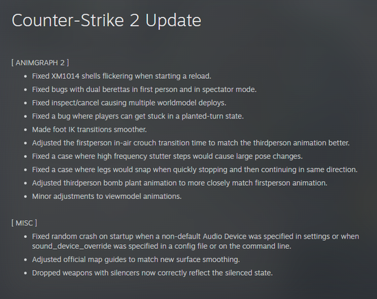 【蜗牛电竞】CS2 4月25日更新：动画系统Animgraph 2优化调整【EV扑克小游戏官网】