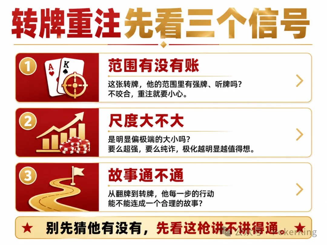 【EV扑克】转牌重注，到底该信不信？三个信号帮你把“猜”变成“对账”
