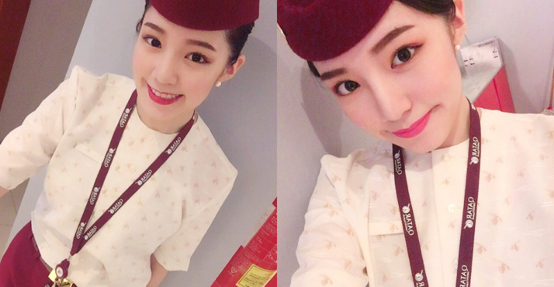 【蜗牛扑克】美到國外去！卡達航空台灣空姐「小陳妍希」，精緻五官超吸睛！