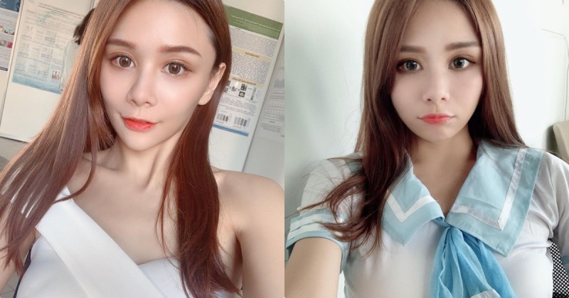 【蜗牛扑克】正妹「奶茶」淺色制服裝好吸睛，粉絲都好想當她的同學！