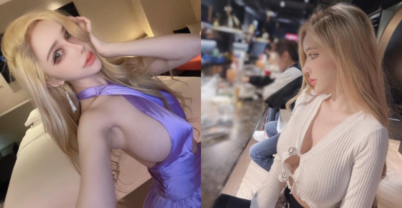 【蜗牛扑克】人間芭比！「雲嫣」洋裝包不住巨乳　從側邊悄悄掉出！
